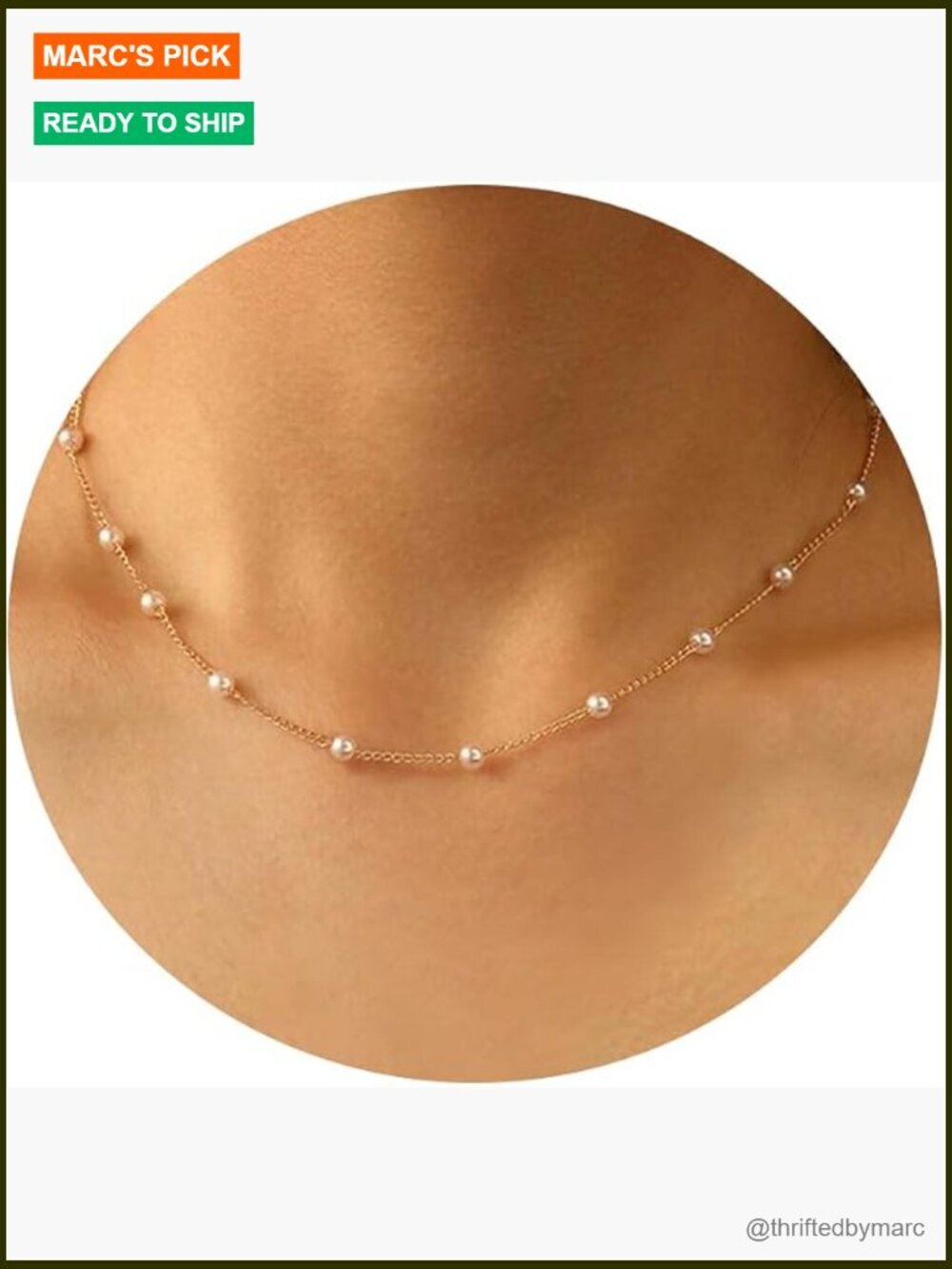 Dainty Single Pearl Necklace 14K Gold Plated Thin Chain Choker Y Drop